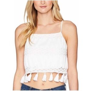 Show me your mumu tassel white crop top EUC sample size fits like small